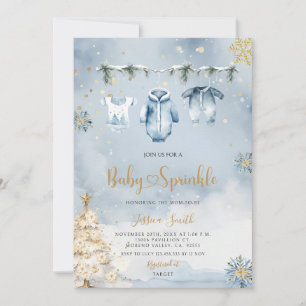 Convites Roupas de Bebê Menino Natal Azul Baby Sprinkle