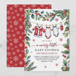 Convites Roupas de Bebê Santa Baby Roupa de Natal Shower de