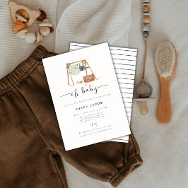 Convites Roupas de Chá de fraldas de Boho Minimalistas Neut