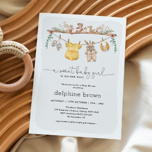 Convites Roupas de Chá de fraldas de Menina Moderna