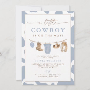 Convites Roupas de Cowboy Azul Empoeirado para Churrasqueir