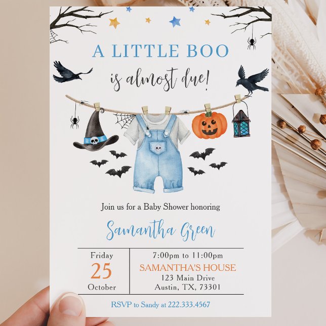 Convites Roupas de Halloween Pequeno Boo Chá de Bebê (Criador carregado)