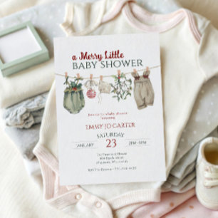Convites Roupas de Natal para Baby Shower de Uma Menina Fel