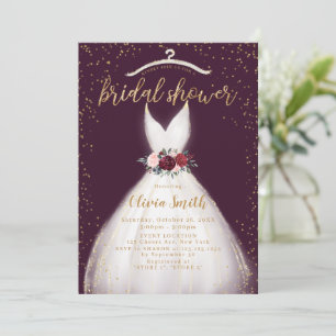Convites Roupas de Noiva Elegantes Douradas Borgonha Bridal