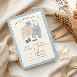 Convites Roupas do Chá de fraldas Denim Boy Blue Jean