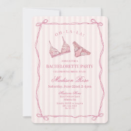 Convites Roupas Íntimas Rosa Pastel com Renda para Despedid