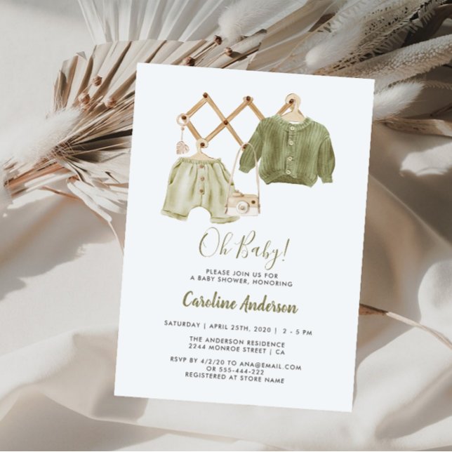 Convites Roupas Neutras Boho Chá de Bebê (Criador carregado)