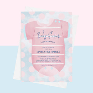 Convites Roupas para bebês Sexo Revelação Chá de fraldas