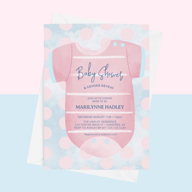 Convites Roupas para bebês Sexo Revelação Chá de fraldas (Criador carregado)