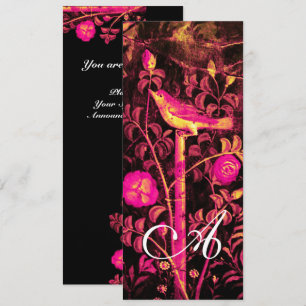 Convites ROUXINOL, MONOGRAMA ROSAS Vermelho Preto Dourado A