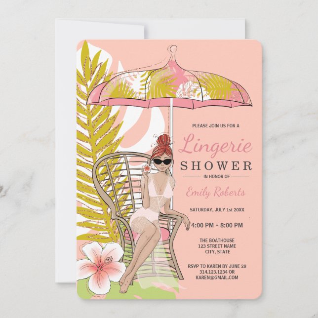 Convites Rouxinol Noiva Chuva Lingerie Tropical (Frente)