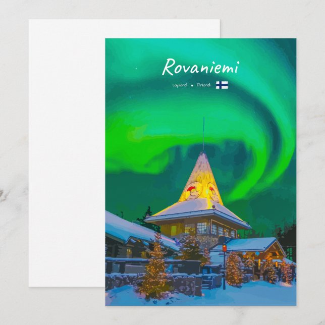 Convites Rovaniemi, Finlândia - Magia Aurora  (Frente/Verso)