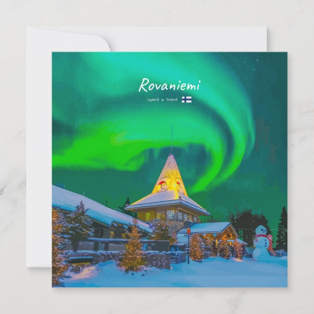 Convites Rovaniemi, Finlândia - Magia Aurora (Frente)