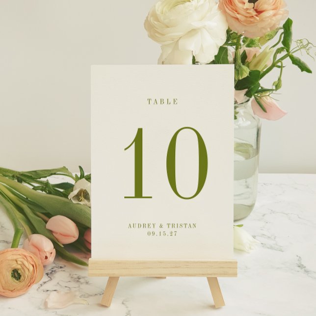 Convites ROWAN Green Wedding Table Number Card (Criador carregado)