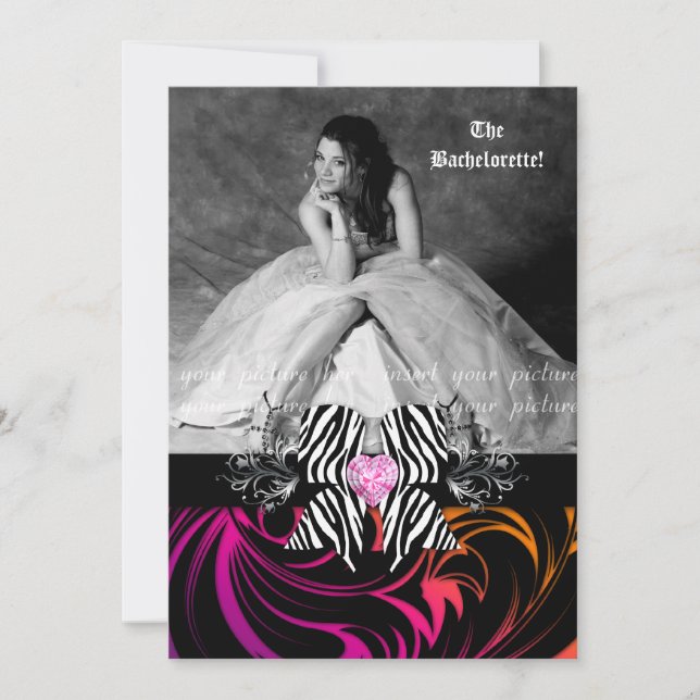 Convites Roxo alaranjado da foto da festa de solteira do (Frente)