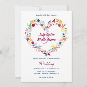 Convites Roxo Amarelo Verde Flores de Primavera Ira Casamen
