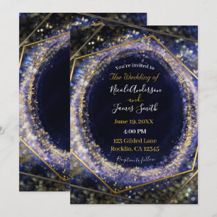 Convites Roxo Âmbar Dourado Moderno Casamento Abstrato Glam
