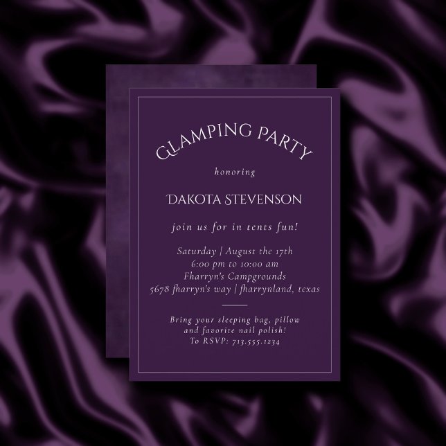 Convites Roxo Âmbar | Violeta Escuro Aquarelado Glamping (Criador carregado)