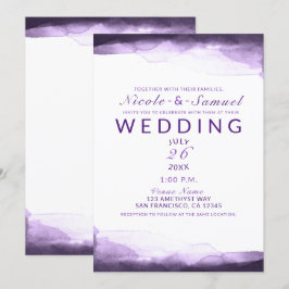 Convites Roxo Ameixa Água-marinha Casamento Moderno