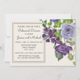Convites Roxo Ameixa Floral Aquarela Marfim Ensaios