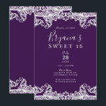 Convites Roxo Ameixa & Renda Dourada Festa Elegante Doce 16<br><div class="desc">Personalize para qualquer evento</div>