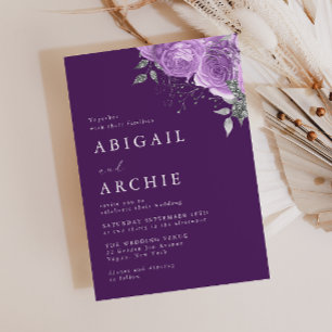 Convites Roxo Ameixa Violeta Floral Casamento