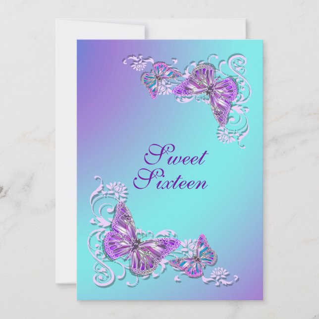 Convites Roxo azul aniversário noivado casamento (Frente)