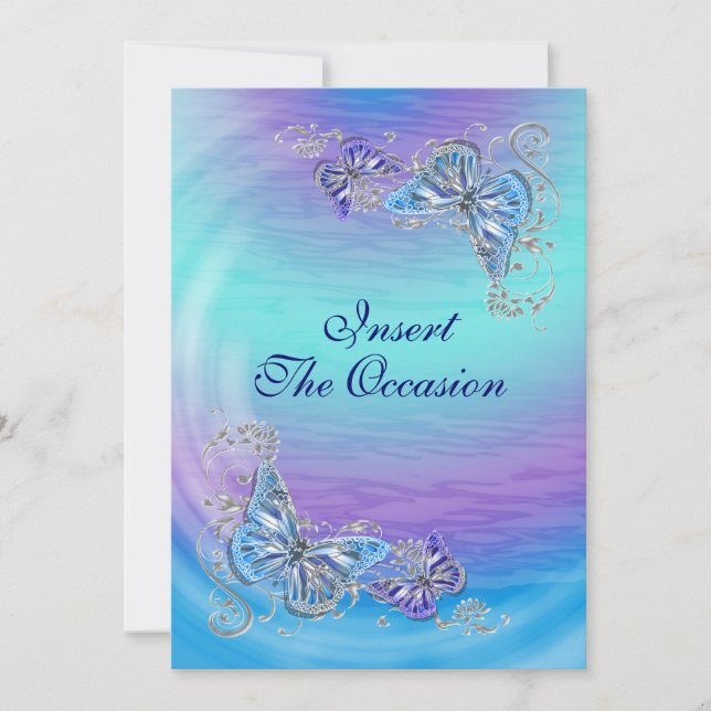 Convites Roxo azul aniversário noivado casamento (Frente)