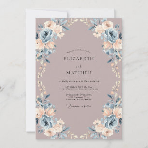 Convites Roxo Azul Aquarela Botânica Casamento