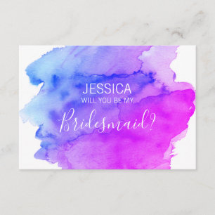 Convites Roxo azul da aguarela você será minha dama de