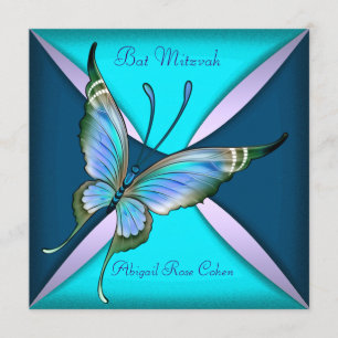 Convites Roxo Azul Turquesa Borboleta Bat Mitzvah