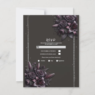 Convites Roxo Berries Preto Lírio Rosa Floral Casamento RSV