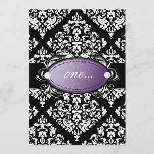 Convites Roxo branco Luxuriously preto do damasco 311