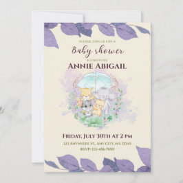 Convites Roxo Chá de fraldas neutro