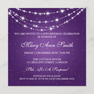Convites Roxo Chain Sparkling da festa de aniversário das
