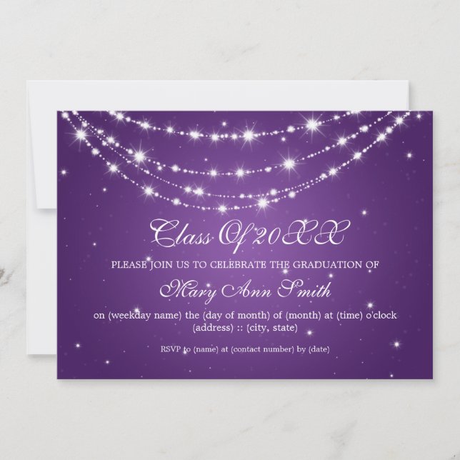 Convites Roxo Chain Sparkling da festa de formatura (Frente)