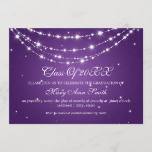 Convites Roxo Chain Sparkling da festa de formatura