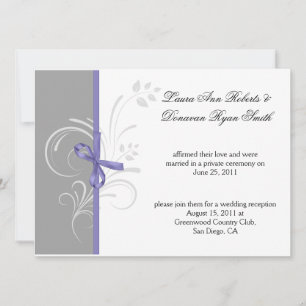 Convites Roxo Cinza Branco Floral Espirais Pós Casamento