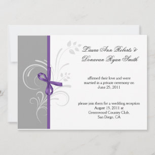 Convites Roxo Cinza Branco Floral Swirls Pós Casamento
