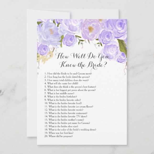 Convites roxo como bem você conhece a noiva? (Frente)