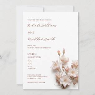 Convites Roxo Corado Branco Flores 3D