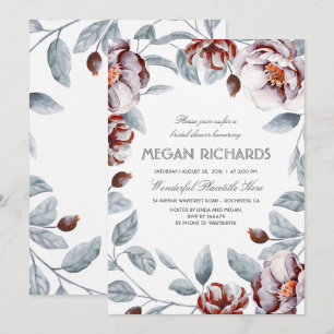 Convites Roxo da ameixa e chá de panela floral da beringel