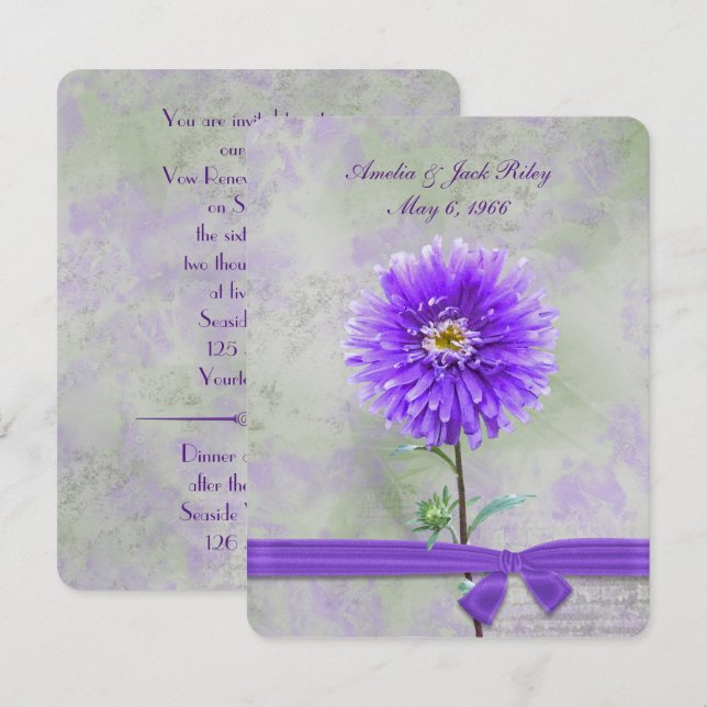 Convites Roxo Dahlia Wedding Vow Renewal (Frente/Verso)