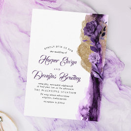 Convites Roxo de ameixa - Boca e Casamento Floral Dourado