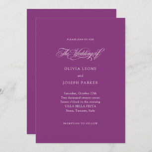 Convites Roxo de ameixa Casamento Elegance Italiano
