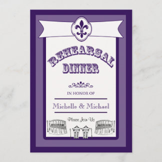 Convites Roxo do jantar de ensaio do casamento de Nova