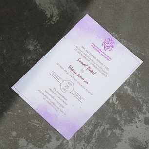 Convites Roxo do Logotipo do Casamento Hindu Moderno de Gan