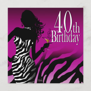 Convites Roxo do partido de aniversário de 40 anos da zebr