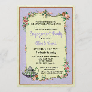 Convites Roxo do partido do casal do bule do noivado do