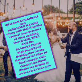 Convites Roxo dos anos 90 no Casamento do Teal